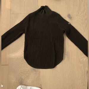 Alo Espresso Black denim knit backless long sleeve